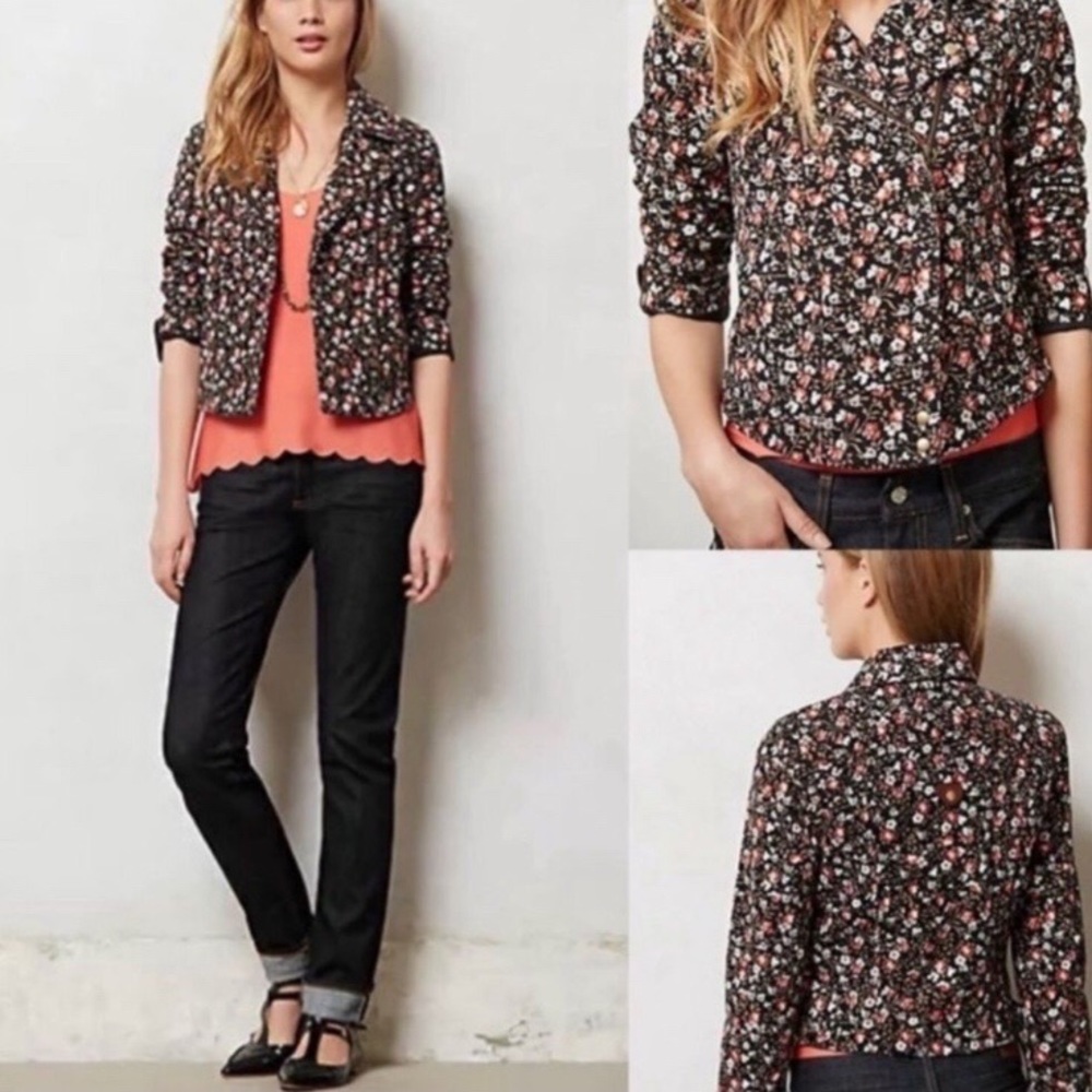 ANTHROPOLOGIE HEI HEI Floral moto jacket 4